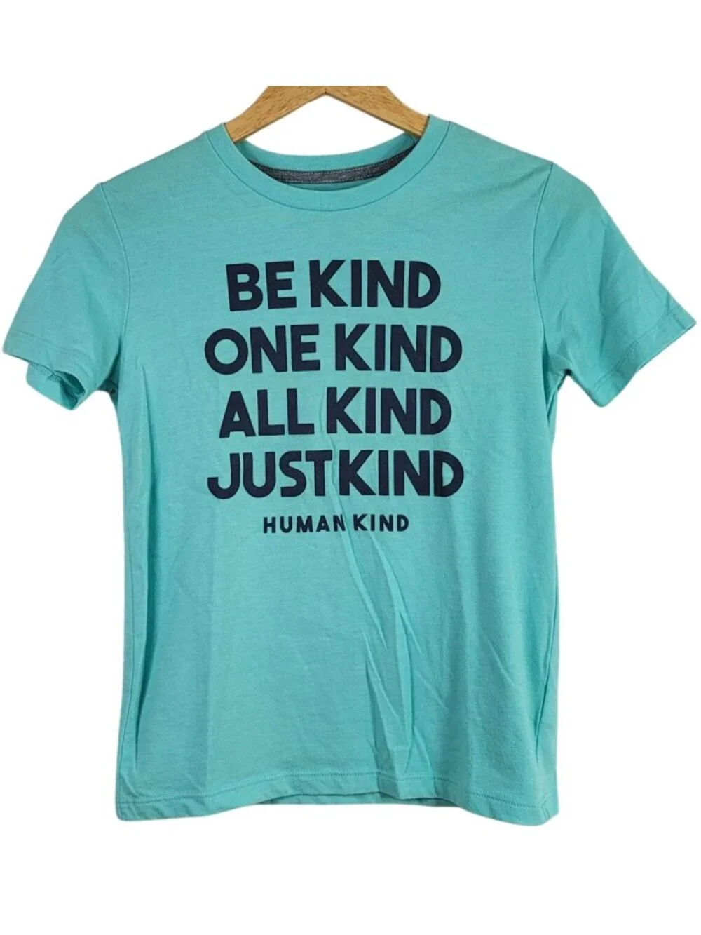 Old Navy Boys Be Kind T Shirt Blue Large One Kind Just Kind Human Short Sleeves